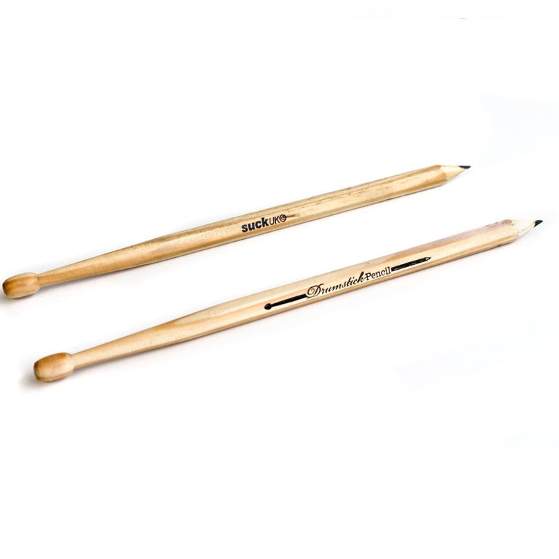 Suck UK Drumstick Pencils - Novelty Drummer Gifts for Men & Music Lovers - Wooden Drum Stick Shaped Sketch Pencil - Unique Office & School Stationery Supplies - Cool Drum Kit Pencils - Set of 2 Black - Image 5